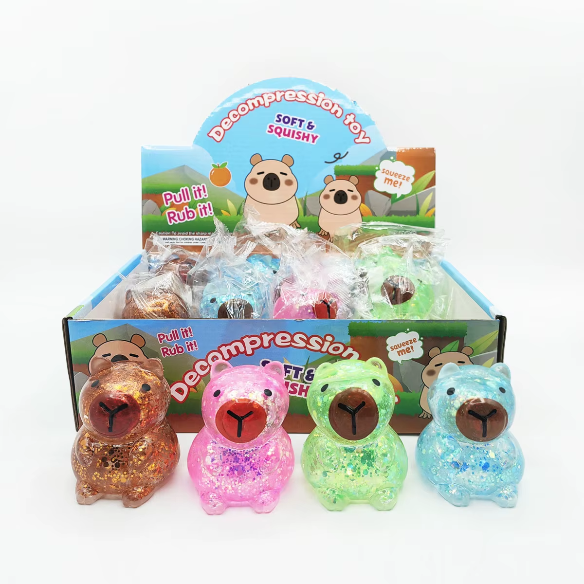Glitter Capybara Squishy — supplier photo showing product design. Listing includes one toy.