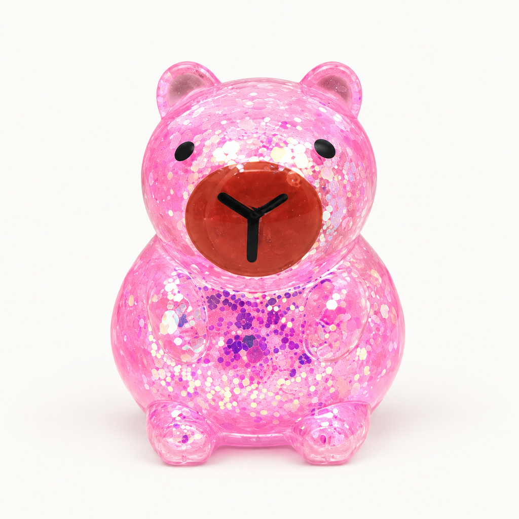 Studio-enhanced Glitter Capybara Squishy; representative product image.