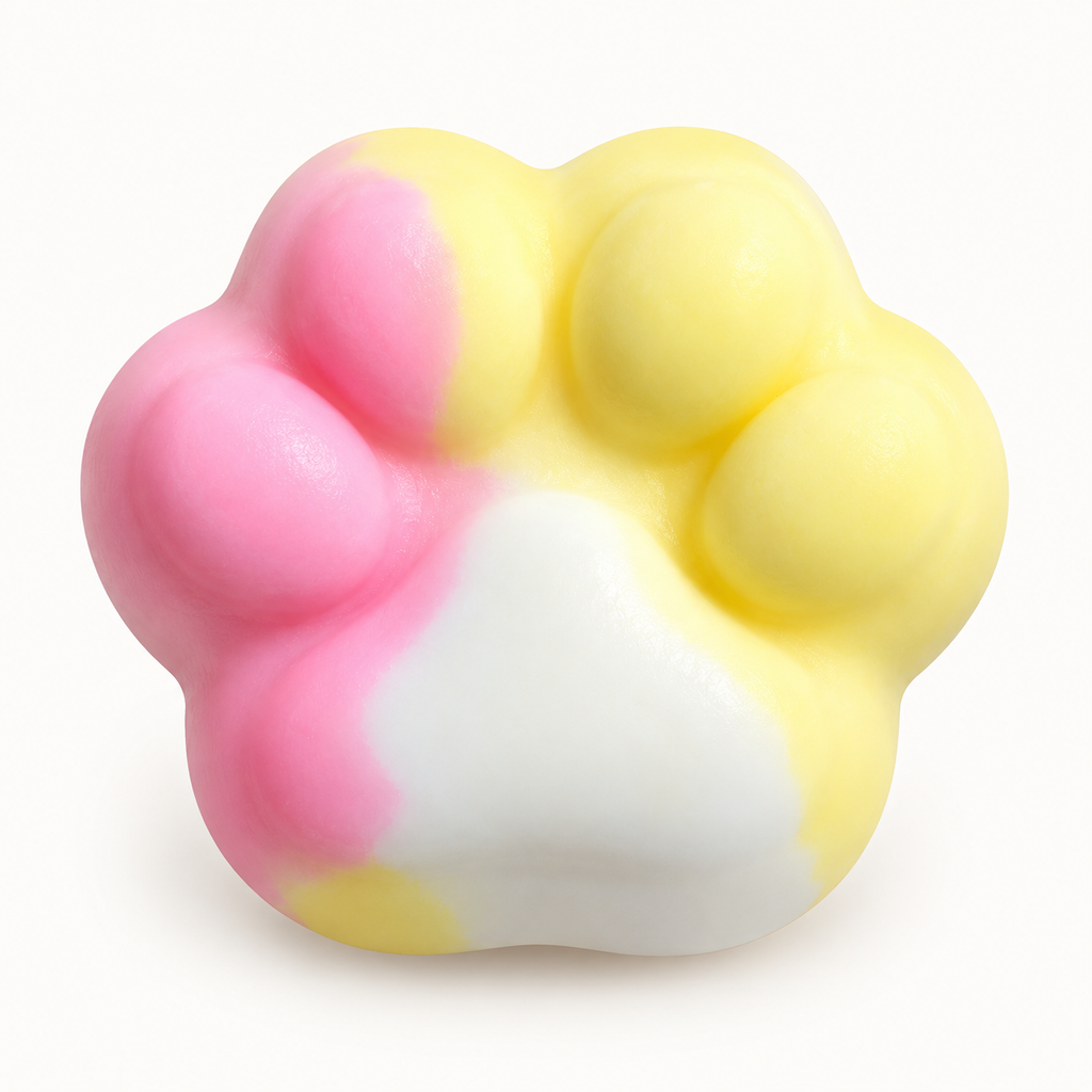 Studio-enhanced Crunchy Cat Paw Squishy; representative product image.